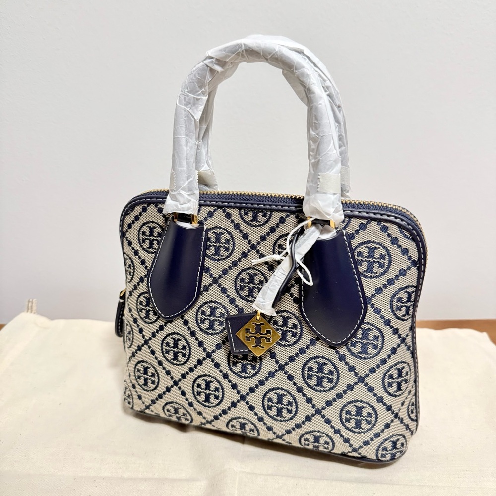 Tory Burch T Monogram Navy Satchel